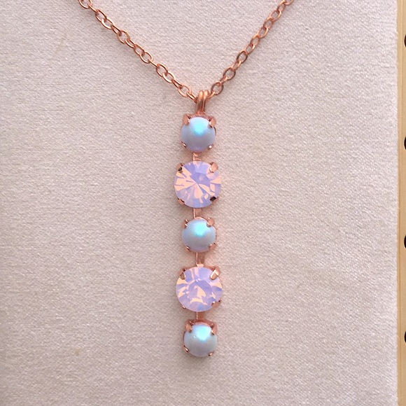 Iridescent Pastel Pink + Blue/Periwinkle Drop Necklace